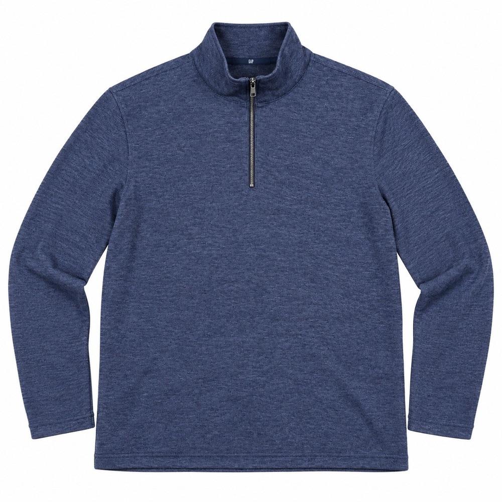 GAP Sweater Mens XL Charcoal Blue Half Zip Pullover Mock Neck Knit Long Sleeve